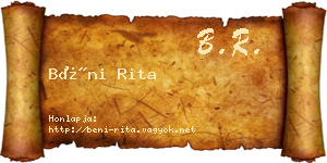 Béni Rita névjegykártya